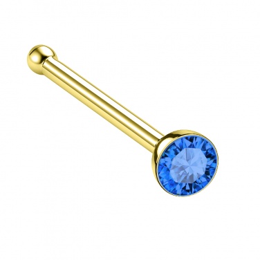 Prosty kolczyk do nosa – okrągły kryształek, srebro 925