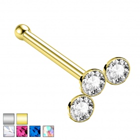 Prosty kolczyk do nosa z trzema kryształkami: srebro 925 PNAg004