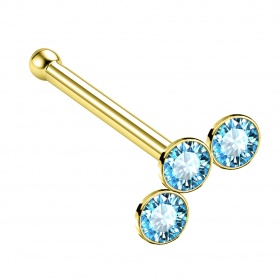 Prosty kolczyk do nosa z trzema kryształkami: srebro 925