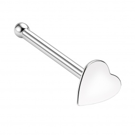 Prosty kolczyk do nosa z serduszkiem: srebro 925