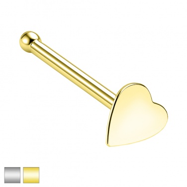 Prosty kolczyk do nosa z serduszkiem: srebro 925 PNAg005