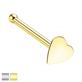 Prosty kolczyk do nosa z serduszkiem: srebro 925 PNAg005