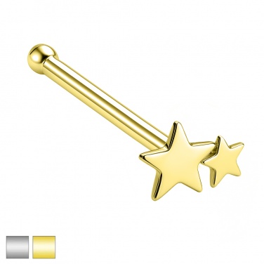 Prosty kolczyk do nosa z gwiazdkami: srebro 925 PNAg006
