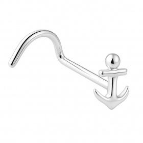 Prosty kolczyk do nosa z kotwiczką: srebro 925