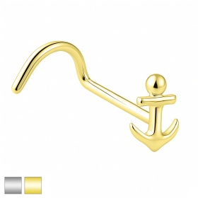 Prosty kolczyk do nosa z kotwiczką: srebro 925 PNAg007