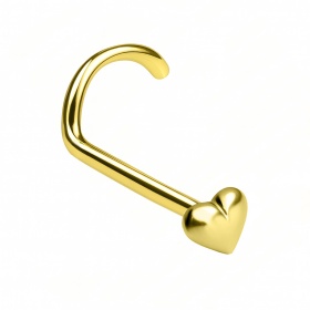 Zakręcony kolczyk do nosa małe serduszko: srebro 925