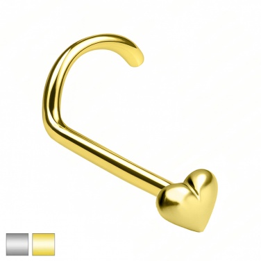 Zakręcony kolczyk do nosa małe serduszko: srebro 925 PNAg008