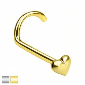 Zakręcony kolczyk do nosa małe serduszko: srebro 925 PNAg008