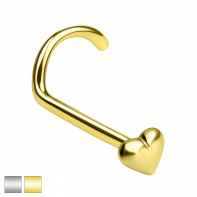 Zakręcony kolczyk do nosa małe serduszko