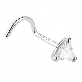 Zakręcony kolczyk do nosa trójkątny kryształ: srebro 925
