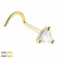 Zakręcony kolczyk do nosa trójkątny kryształ