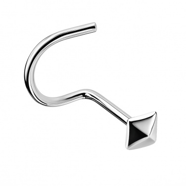 Zakręcony kolczyk do nosa z małym ćwiekiem: srebro 925