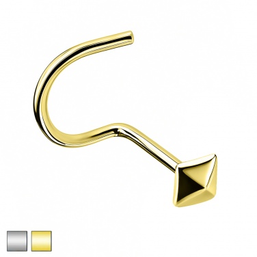 Zakręcony kolczyk do nosa z małym ćwiekiem: srebro 925 PNAg011