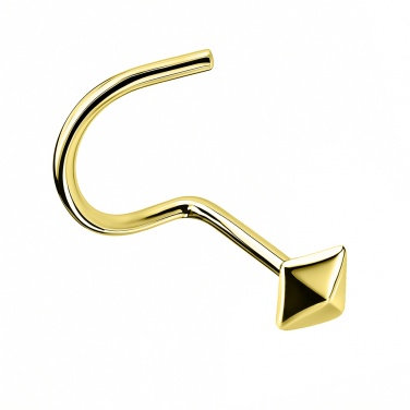 Zakręcony kolczyk do nosa z małym ćwiekiem: srebro 925
