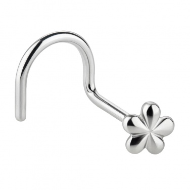 Zakręcony kolczyk do nosa kwiatuszek: srebro 925