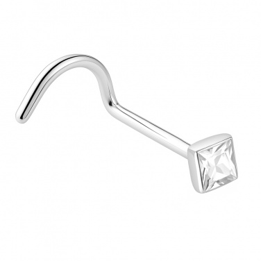 Zakręcony kolczyk do nosa kwadratowy kryształ: srebro 925