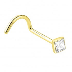 Zakręcony kolczyk do nosa kwadratowy kryształ: srebro 925