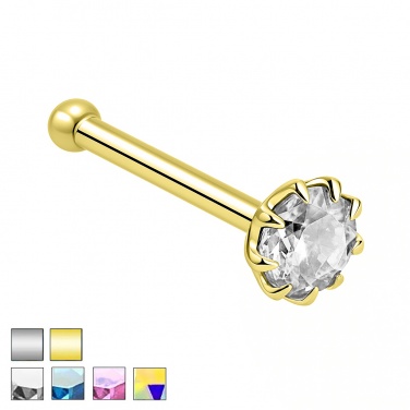 Prosty kolczyk do nosa – kryształ w koronie, srebro 925 PNAg002