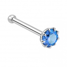 Prosty kolczyk do nosa – kryształ w koronie, srebro 925