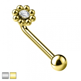 Kolczyk intymny Christina L-bar kryształ i kulki: tytan G23, gw. wewnętrzny PXT002