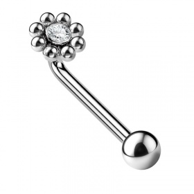 Kolczyk intymny Christina L-bar kryształ i kulki: tytan G23, gw. wewnętrzny