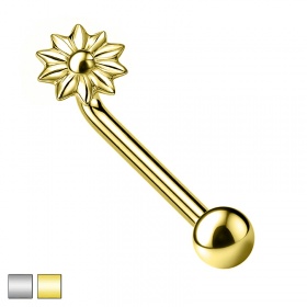 Kolczyk intymny Christina L-bar z kwiatkiem: tytan G23, gw. wewnętrzny PXT003