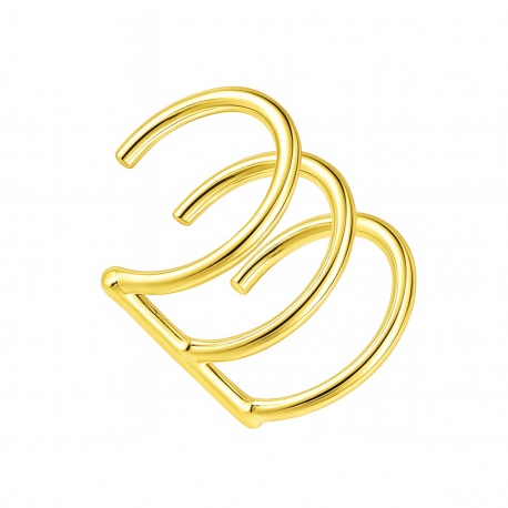 Nausznica z trzema kółkami: srebro 925, kolor złoty