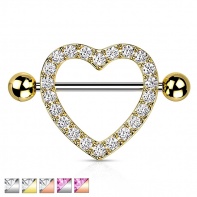 Kolczyk do sutka - serce z kryształkami