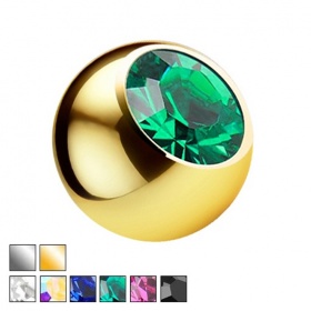 Złota tytanowa kulka z kryształkiem PD462