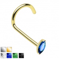 Tytanowy kolczyk do nosa zakręcony z kryształową łezką