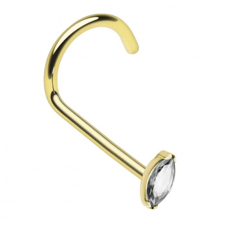 Tytanowy kolczyk do nosa zakręcony z kryształową łezką