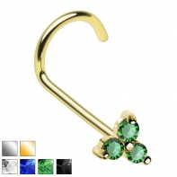 Tytanowy kolczyk do nosa zakręcony z kryształowym kwiatkiem