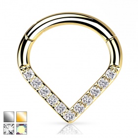 Tytanowy trójkątny clicker z kryształkami PK440