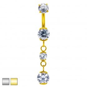 Kolczyk do pępka łańcuszek z cyrkoniami: z gwintem wewnętrznym, tytan G23 PBT003