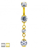 Kolczyk do pępka łańcuszek z cyrkoniami