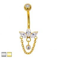 Kolczyk do pępka markizy z łańcuszkiem