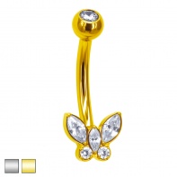 Kolczyk do pępka motylek z cyrkonii