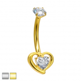 Kolczyk do pępka serce z cyrkonii: tytan G23, gw. wewnętrzny PBT006