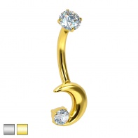 Kolczyk do pępka z księżycem i cyrkonią