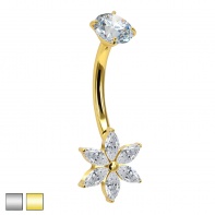 Kolczyk do pępka kwiatek z cyrkonii