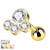 Kolczyk do ucha z czterema kryształkami