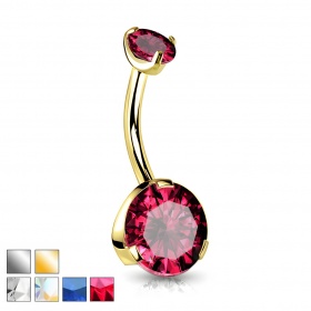 Tytanowy kolczyk do pępka z kryształkami PB416