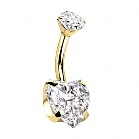 Tytanowy kolczyk do pępka z kryształowym sercem