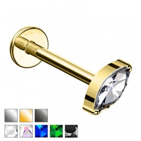 Labret z kryształową łezką: tytan G23, gw. wewnętrzny PWT011