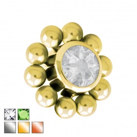 Tytanowa nakrętka z kryształkiem i kulkami: do prętów z gwintem wewnętrznym PD444