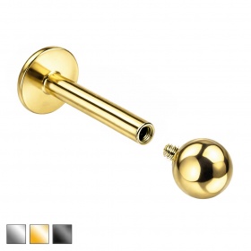 Tytanowy labret z klasyczną kulką: gwint wewnętrzny, tytan G23 PWT014