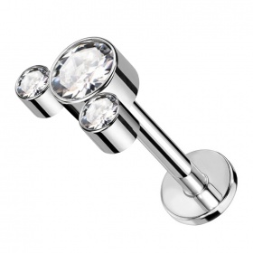 Labret kryształowy mały cluster z tytanu G23 i gwintem wewnętrznym PW4059