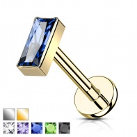 Labret z prostokątnym kryształkiem