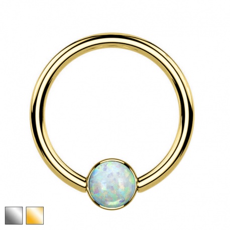 Kółko clicker z białym opalem z tytanu G23 PKT001