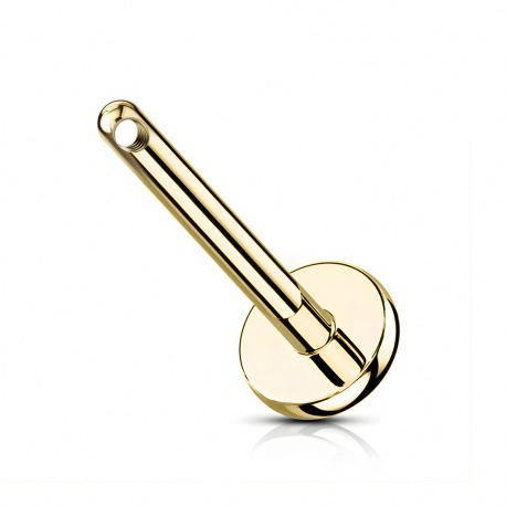 Złoty tytanowy pręt labret z bocznym gwintem wewnętrznym - powłoka PVD